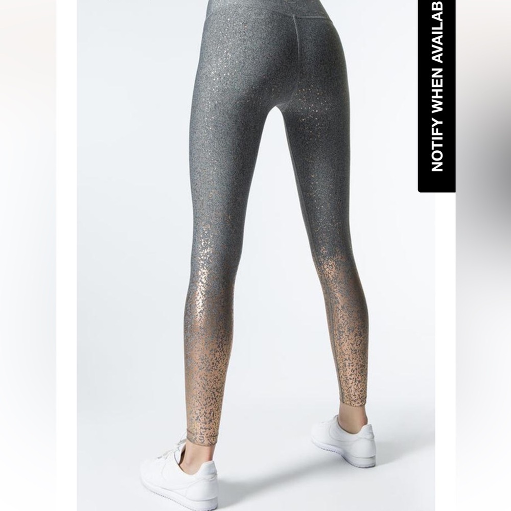 Beyond Yoga Glittering Gray and Rise Gold Leggings Size Small - Picture 2 of 7
